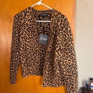 Madewell Leopard-Print Open Cardigan Jacket in Brown and Black
